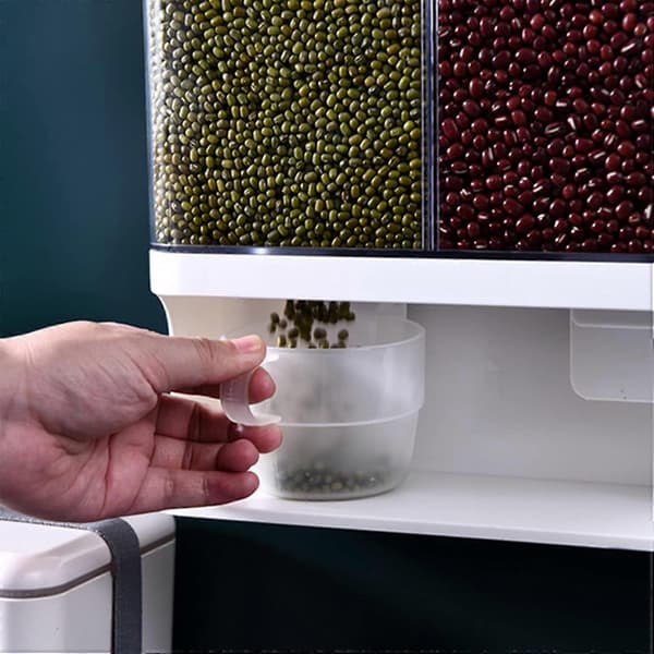 Torrfoderdispenser, plast transparent väggmonterad med förseglat lock, för spannmål, ris, godis, kaffebönor (3000ml)