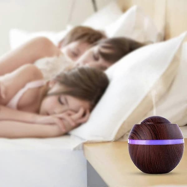 Feiliandajj 500ml Mini Luftfugter Ultralyd Diffuser Trækorn Aromaterapi Le Luftfugter Duftlampe Led Med 7 Farver Free-spa Til Yoga S