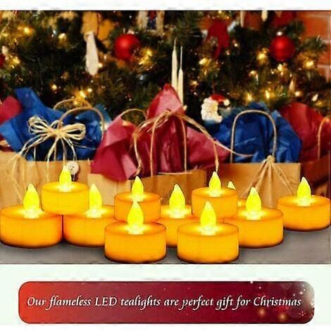 24 gule LED-stearinlys med flammeeffekt
