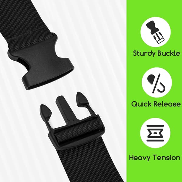 Extended Luggage Straps, 2-Pack, Adjustable, with Quick Release Buckles, Identification Strap for Travel/Air Luggage (Black)