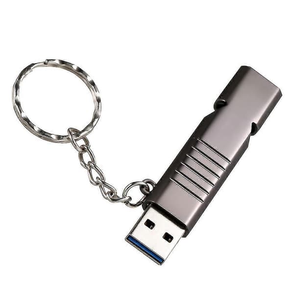32 GB USB3.0 U-disk fløyte USB-minnepinne 2-i-1 design bærbar U-disk sinklegeringsmateriale solid og holdbar plug and play grå 32 GB