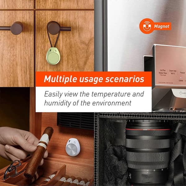 4X Smart Indendørs Bluetooth Mini Fugt- og Temperatursensor Trådløs Termohygrometer til Cigarskab Krybdyr(C) White & green