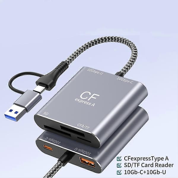 CFexpress 3-i-1 Typ A SD TF Höghastighetskortläsare USB3.2 Gen2 10Gbps USB-C Hub A A
