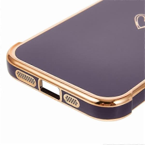 Case for iPhone 16e, Love Pattern, TPU Phone Case, Electroplated Edge (Dark Purple)