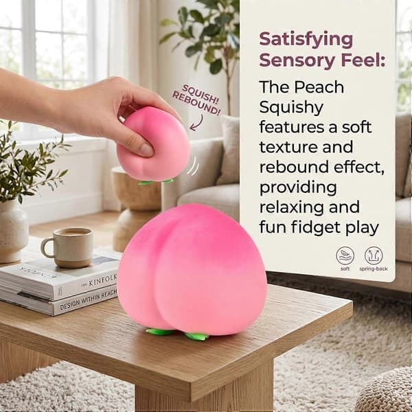 Peach Squishy, Soft Squeezable Fruit Squishies, Squishies Fidget for Adults, Cute Fruit