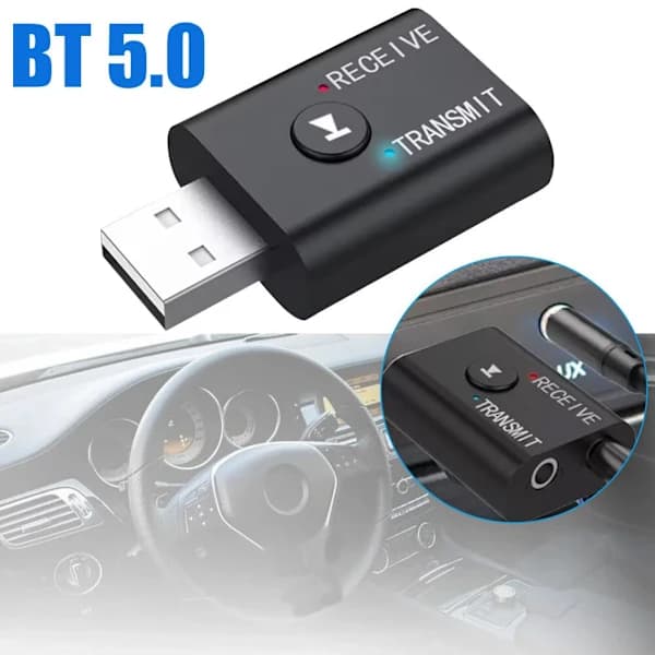 USB Bluetooth Audio Adapter, Car Bluetooth Adapter, 3.5mm AUX Interface, RCA USB Car Adapter, Dongle, Stereo for Electronic Products.
