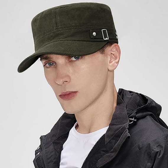 Unisex Military Cap, Flat Cap, Adjustable Military Academy Cap, Basic Baseball Cap