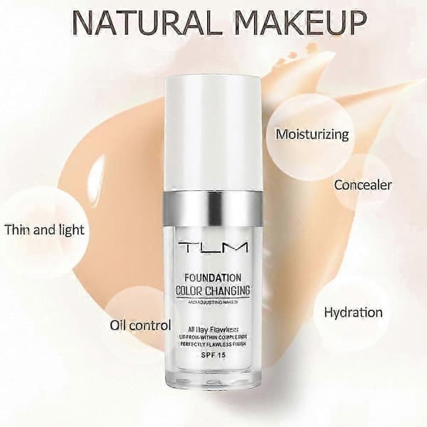 Tlm farveskiftende foundation til aldrende hud, flydende makeupbase nøgen ansigtsdækkende concealer-creme