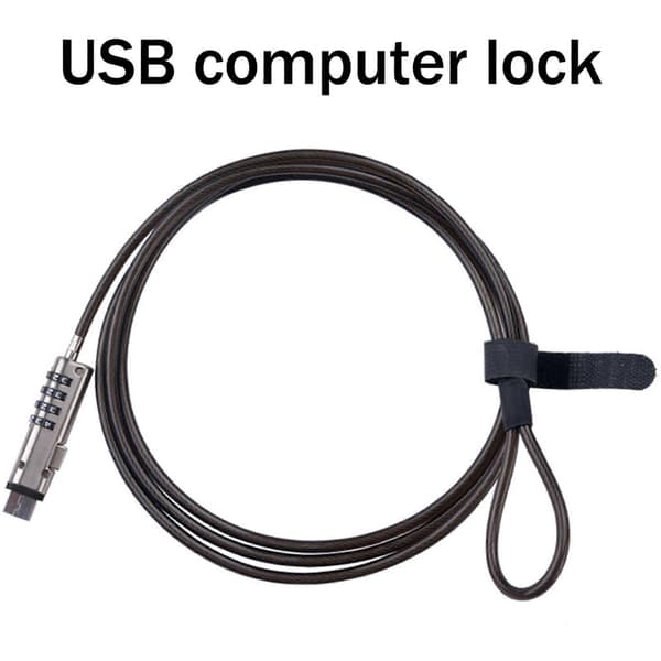 2X USB Passordlås Datalås Passordbeskyttelse Tyverisikring Universell Bærbar Datalås Silver & black