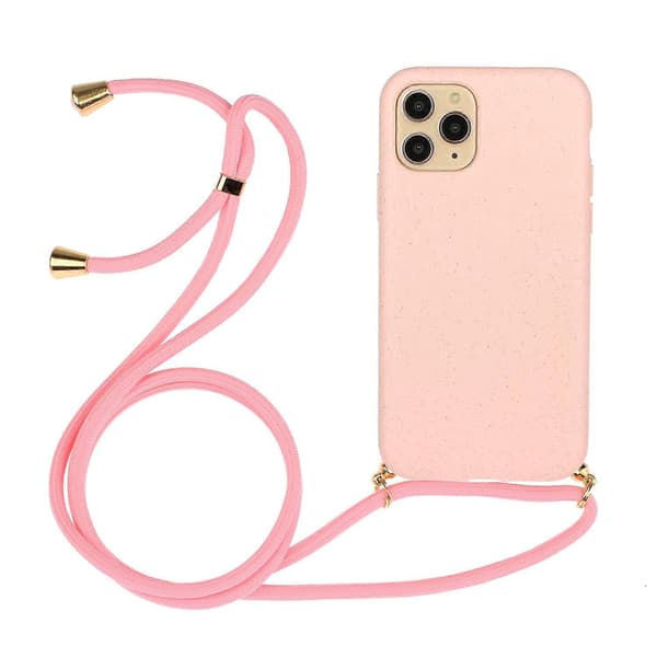 Wheat Straw + TPU Phone Case with Lanyard (For iPhone 15 Pro)