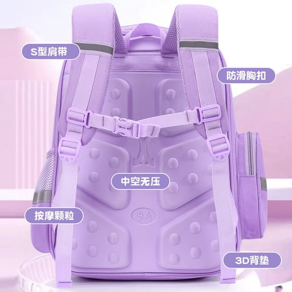 School Backpack, Back Protection for Grades One, Two, Three and Six, Cute, Large Capacity and Load-Reducing Backpack for Children Baolan Pink Small Edition