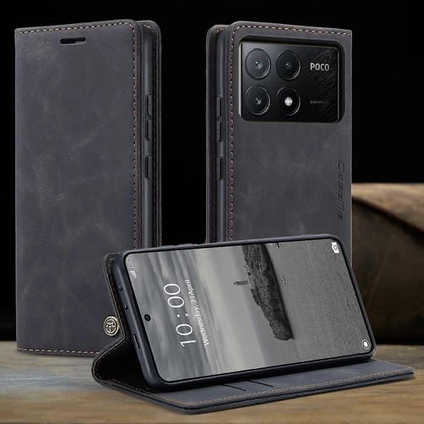 PU-læderpungcover med stativ til Xiaomi Poco X6 Pro 5G (sort)
