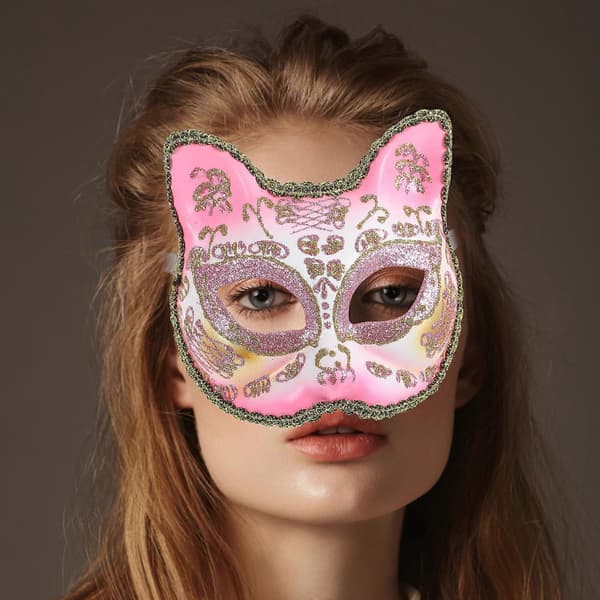 Rosa kattemaske Barnemaske til festbruk Plastmateriale