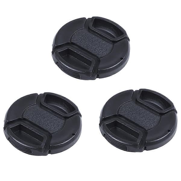 3X 52mm Universal Snap-on objektivdæksel - til Nikon Canon Olympus og andre Black