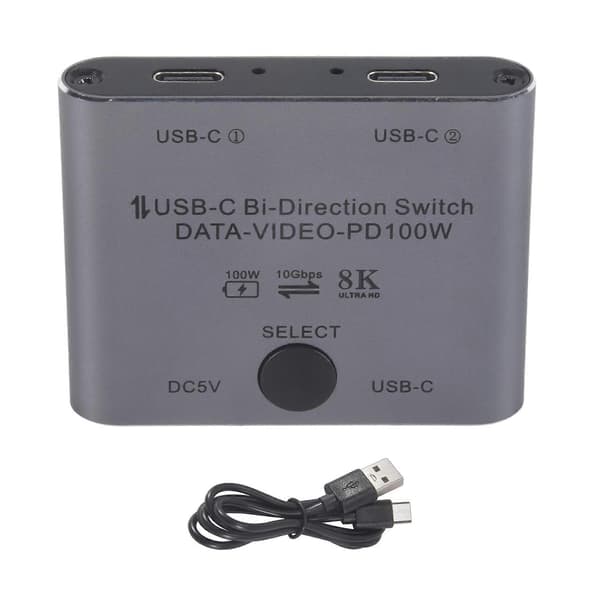 Tovejs USB C Switch Splitter 8K USB C Switcher KVM 8K 60Hz Grå