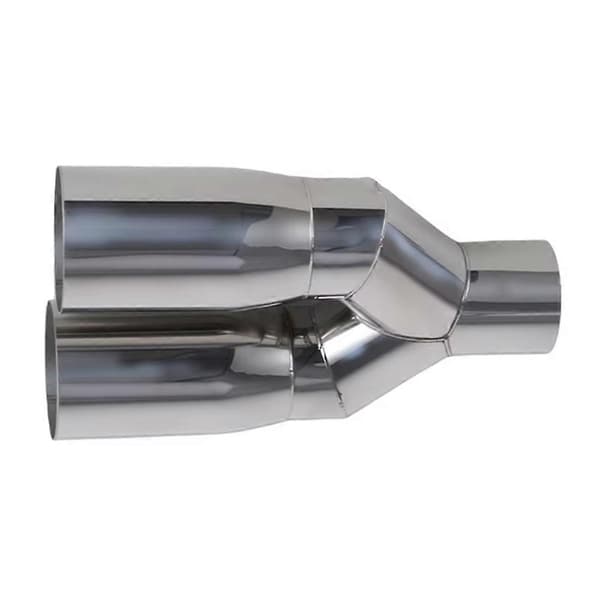 63-76mm Universell Dobbel Eksosrør Rustfritt Stål Lyddemper Silver