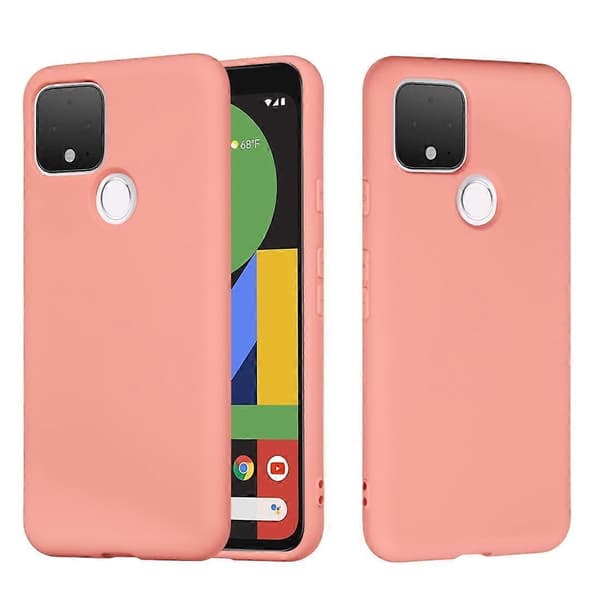 Rent flytende silikon støtsikkert fullt deksel til Google Pixel 5 (rosa)