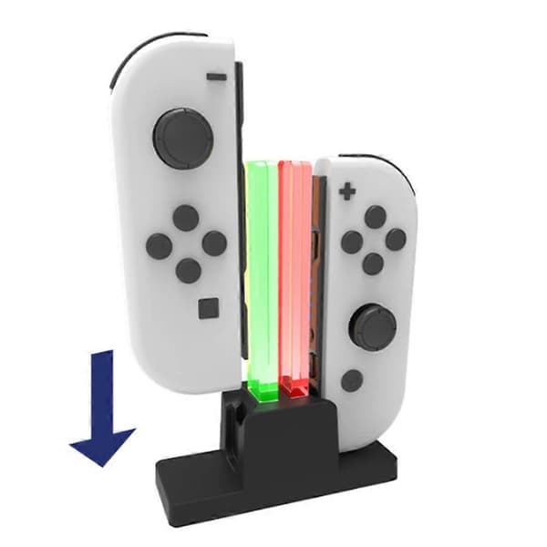 2 i 1 opladerstander dockstation til LED-indikator NS Joypad-controller til Switch-tilbehør sort Black