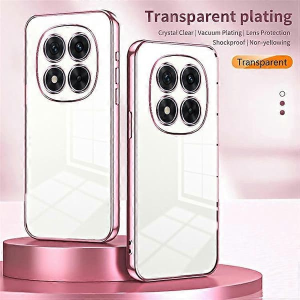 Compatible Case for Xiaomi Redmi Note 14 Pro 5G, Electroplated Frame, Soft TPU Phone Cover (Pink)