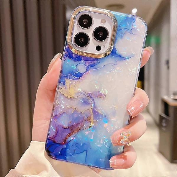For iPhone 16 Pro Case IMD Marble Pattern TPU+PC Phone Case (Style C)