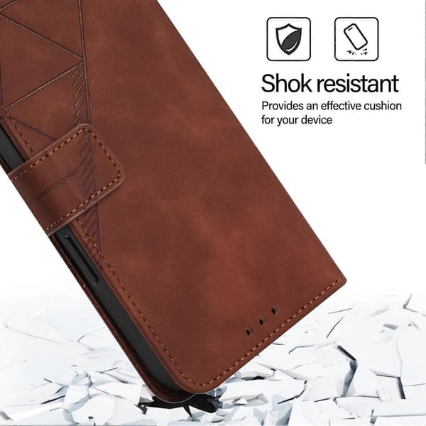 Compatible Leather Case for iPhone 17 with Hand Strap, Wallet Stand, Phone Cover (Brown)
