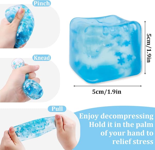 Fin terning blå squishy, terning klemmelegetøj, isterning fidgetlegetøj, sensorisk fidgetlegetøj, Taba squishy stress-terning til angstlindring for voksne (blå) BLÅ
