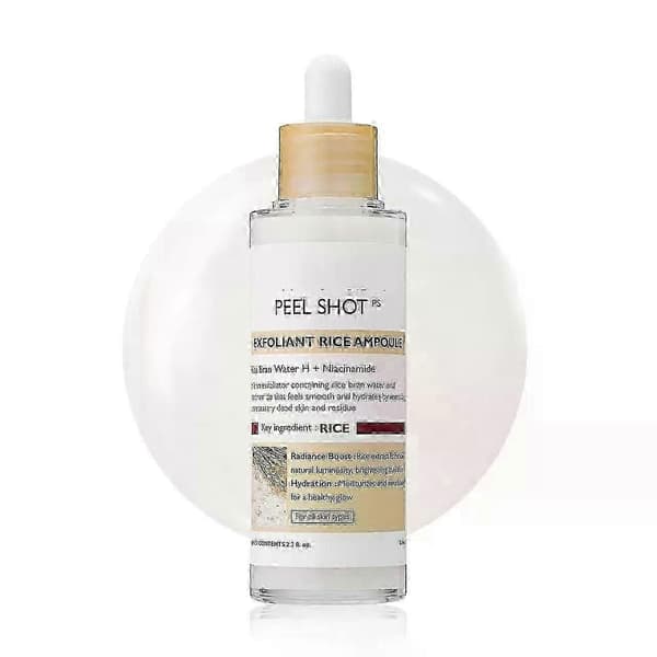 Peel Shot Glow Rice Ampul Duo Hvid risampul Sort risampul Blid eksfolierende ansigts- og kropsskrubbe Fjerner døde hudceller, hudorme (B, 2 stk)