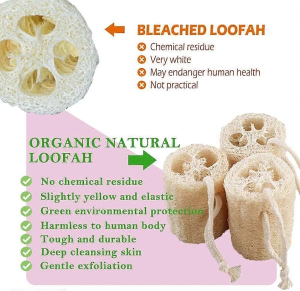Natural Exfoliating Loofah Sponge, 10cm Eco-Friendly Unbleached Bath Loofah, 4-Pack