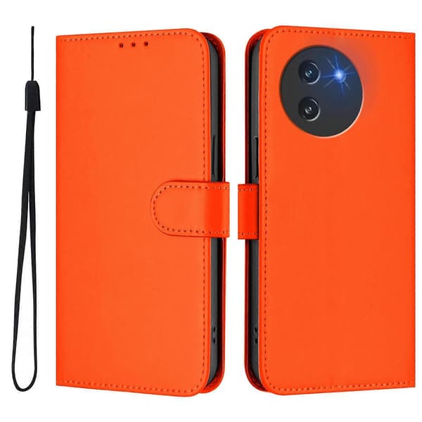 Hudfølelse Ensfarvet Læder Telefoncover med Snor (Til Doogee Note 59 / Note 59 Pro)