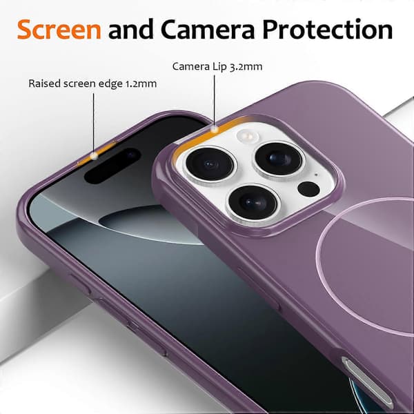 Magnetic Case for iPhone 16 Pro Max, MagSafe Compatible, TPU Back with Lanyard (Purple)