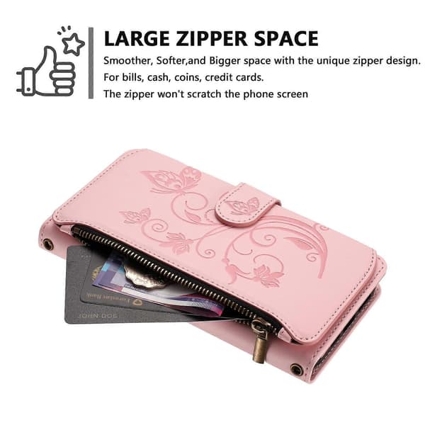 Butterfly Love Flower Multi-card Zipper Wallet Leather Phone Case (For Doogee Note 59 / Note 59 Pro)
