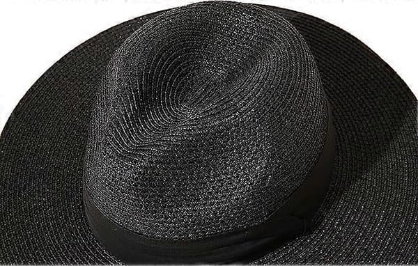 Dame Bredskygget Strå Panama Roll Hat Bæltespænde Fedora Strand Solhat