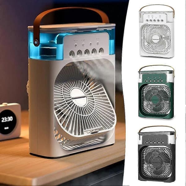 USB-opladende luftkøler ventilator med spray bærbar støjsvag luftkøleventilator til stuekontor_mpn White