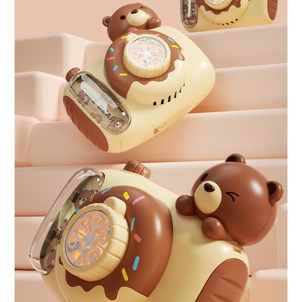 Eagle Stone Easter Bunny Bubble Machine, Kids Camera Bubble Machine, Automatic Bubble Machine with Light, Ribbon, 2 Bubble Water Brown_Super Gift