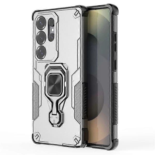 Etui til Samsung Galaxy S25 Ultra Roterbart Ringstativ PC + TPU Stødsikkert Telefonetui (Titanium Grå)