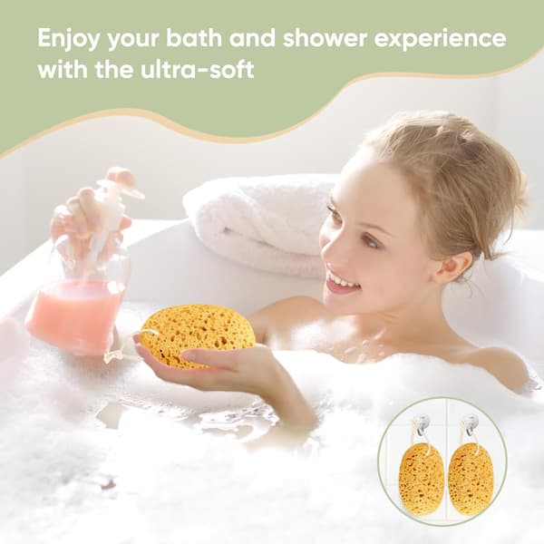 Bath Sponges for Adults - 2-Pack Large Bath Sponges, Unisex - Soft Honeycomb Natural Sponge