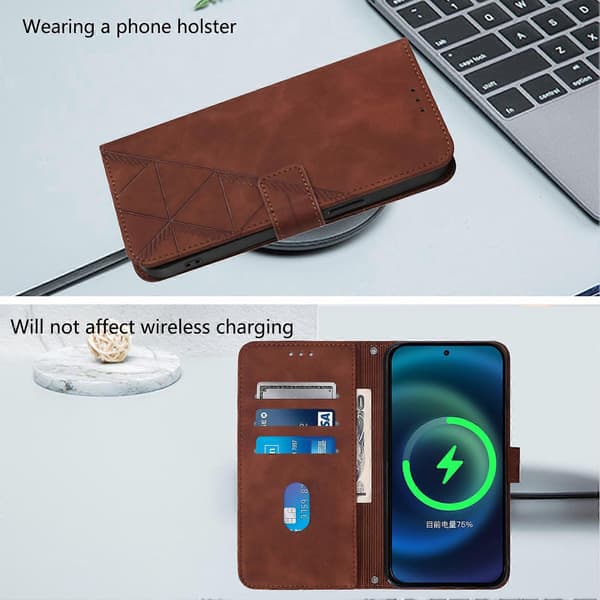 Compatible Leather Case for iPhone 17 with Hand Strap, Wallet Stand, Phone Cover (Brown)