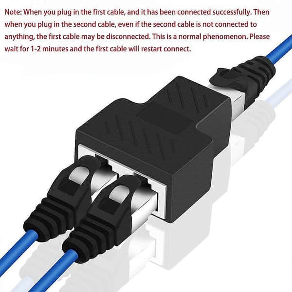 RJ45 Splitter Adapter, USB 1 til 2 Netværksstik Dobbelt LAN Ethernet-stik