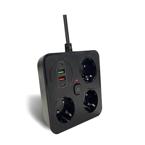 3AC-udtag Multitap-strømskinne EU-stik B Black