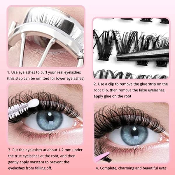 Individual Eyelashes Cluster Lashes Kit Eyelashes Fluffy Russian Eyelash Extensions Curly Long-lasting Eyelash Clusters (8-16mm Mix)
