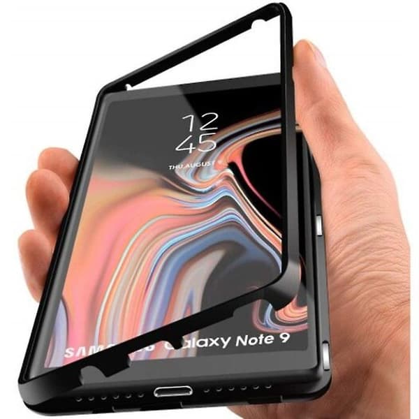 Magnetisk Adsorption Hærdet Glas Metalcover Til Samsung Note 9 Sorte Covers & Beskyttelse