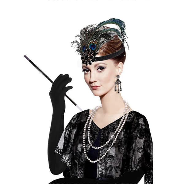 5 stk. sæt med 1920'er Flapper tilbehørssæt til kvinder Retro Gatsby kostume tilbehør B