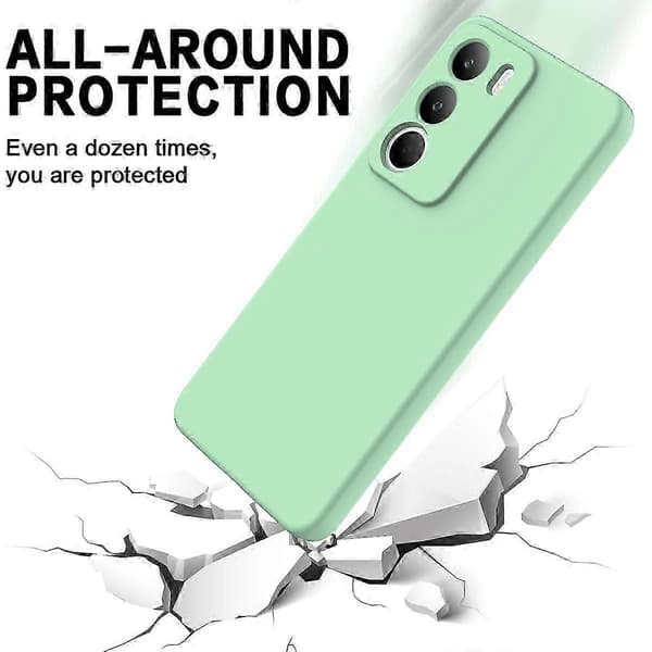 Realme C71 4G Liquid Silicone Case with Hand Strap - Shockproof Soft Case (Green)