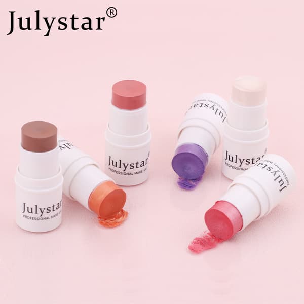 Julystar Multi-use Blush Stick, Matt & Shimmer Highlighter Contour Blush Cream for Lazy Makeup 01#