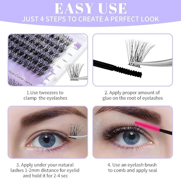 Individual False Eyelashes in Various Lengths and Styles Black Model 4 Black