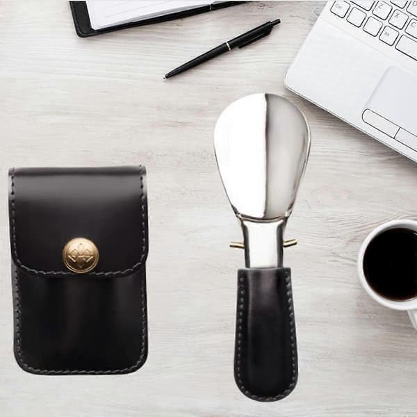 New Foldable Shoehorn with PU Leather Case