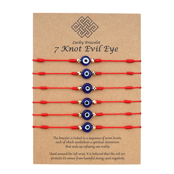 6 STK/SET Evil Eye Armbånd Lucky 7 Knot