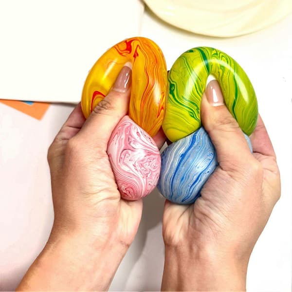 2026 New Marble Pattern Stress Cube Toy Anxiety Relief Flow Texture Egg Squeeze Sensory Toy Slow Rebound TPR Decompression Stress Ball