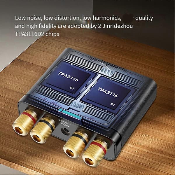 Bluetooth effektforsterker, 20W Stereo HiFi Digital lydmottaker, støtter Bluetooth/USB/AUX-inngang US-plugg As Shown