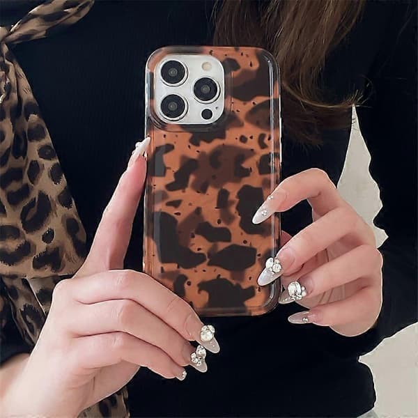 Deksel til iPhone 15 Pro Amber Leopard Print TPU-telefondeksel